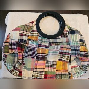 J.Crew Vintage 90s Patchwork Clutch with Black Handles
